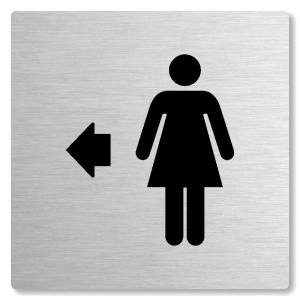 WC ženy vlevo, 100x100mm, stříbrná, Nevada